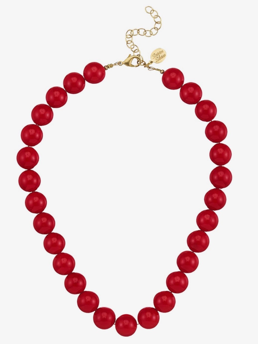 Susan Shaw Glossy Red Bead Necklace